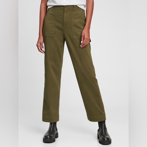 NWOT | GAP | High Rise Carpenter Straight Leg Pants | Size 4 | Army Green - Picture 1 of 3